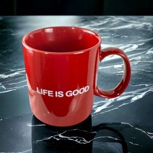 Life Is Good Dark Red Stay True White USA Flag Heavy Ceramic Coffee Cup Tea Mug